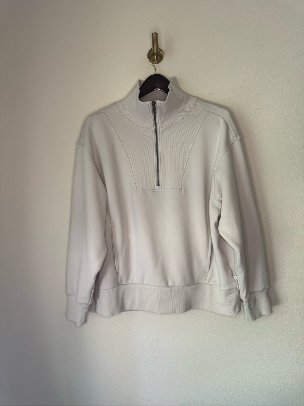 Avia 1/4 Zip Pullover Sweatshirt White Fleece Mock Neck size XL